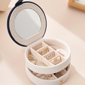 White Travel Jewelry Box Small Jewelry Organizer Mini Holder Box Storage